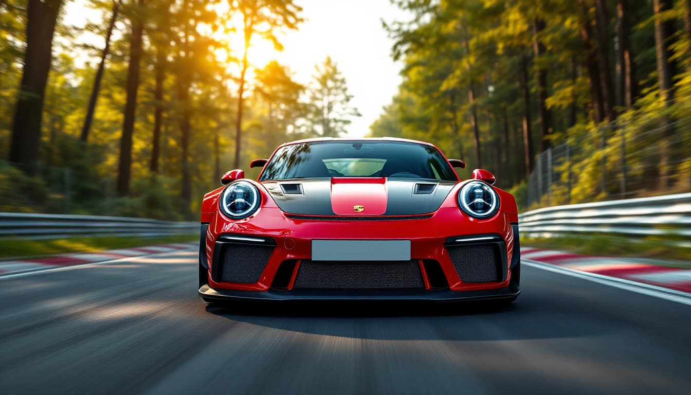 Porsche 911 GT3 RS auf der Nürburgring Nordschleife in der schnellen Kurvenpassage